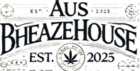 Logo of Aus Bheazehouse with text saying "Aus BheazeHouse Est. 2025" and a cannabis leaf symbol